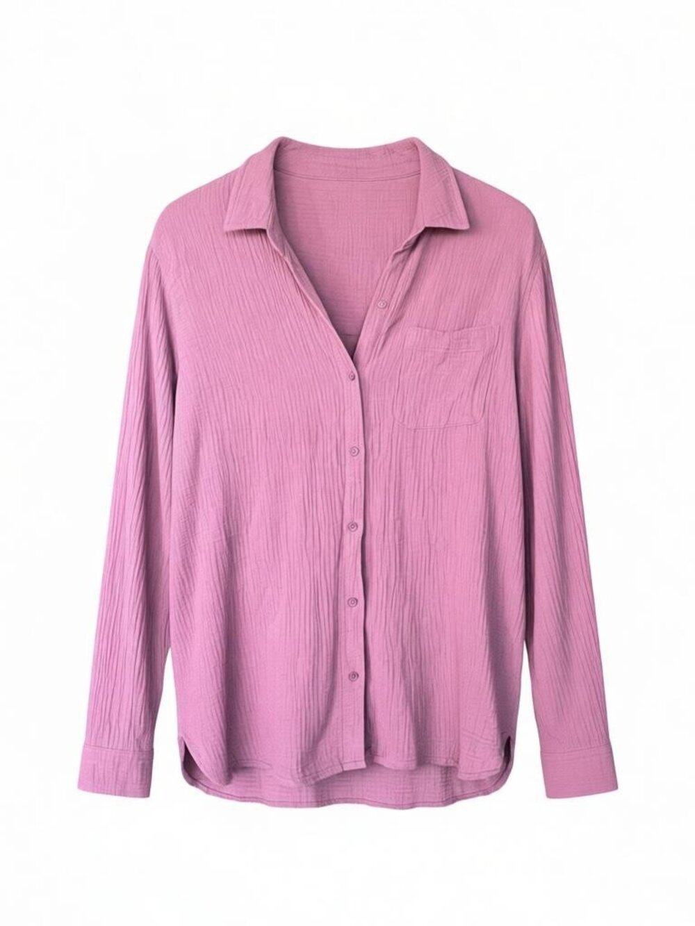 Anne Klein Textured Gauze Button-Down Shirt in Dusty Rose – Size XL